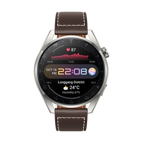 Huawei Watch 3 Pro - Classic Edition - 48 mm - titane - montre intelligente avec bracelet - cuir - brun - taille du poignet : 140-210 mm - affichage 1.43" - 16 Go - Wi-Fi, LTE, NFC, Bluetooth -...