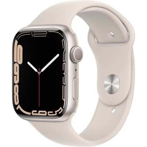 Apple Watch Series 7 (GPS) - Boitier 45 mm Aluminium blanc avec Bracelet Sport Blanc
