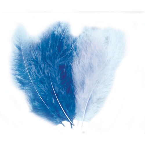 Plumes Duvetées Tons Bleus 10-15 Cm 15 Pièces