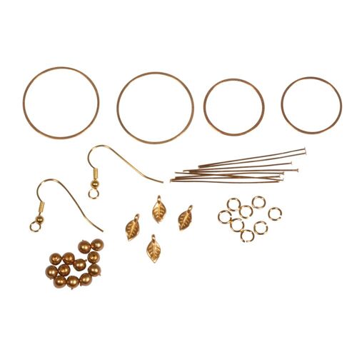 Kit: Pendants D'oreille Feuille D'or, Or, 2 Pièces