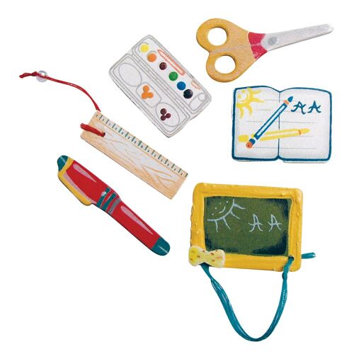 Petits Objets En Bois: Rentrée Scolaire, 3 - 4cm, 6 Pièces