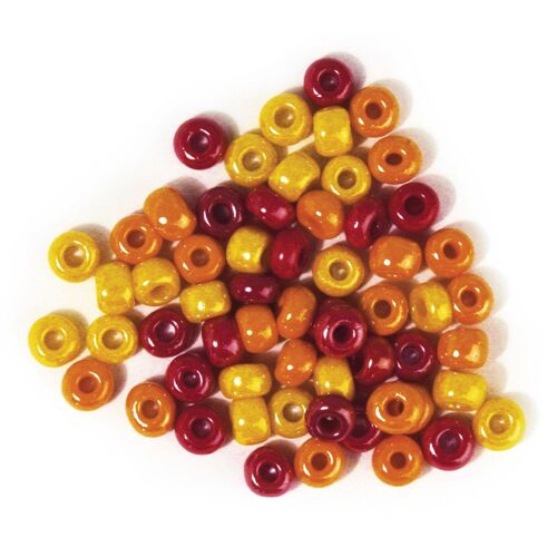 Perle En Verre Grand Trou Rouge Jaune 6,7 Mm 55 G