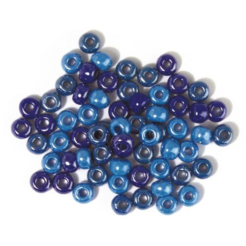 Perle À Grand Trou En Verre, Opaque, Bleue, Turquoise, Ø 5,4mm, Boîte 55 G