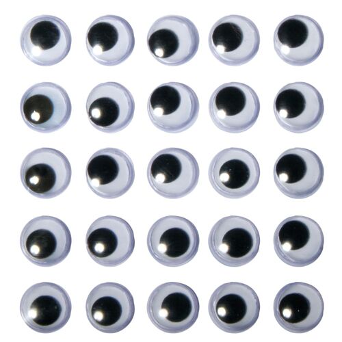 Yeux Mobiles Plastique Autocollant 10mm 24 Pièces