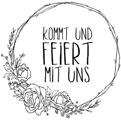 Tampons "Kommt Und Feiert Mit Uns", 9x9cm