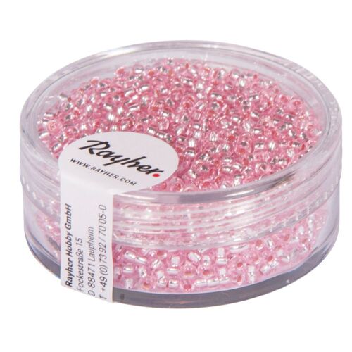 Perle Rocaille Garniture Argenté 2 Mm Rose 17 G