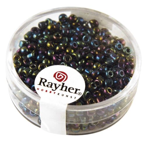 Rocailles, 2,6 Mm Ø, Opaques Lustre, Noir, Boîte 17 G