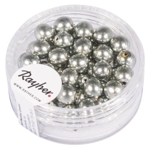 Renaissance Perles En Verre , 6mm Ø, Argent Ancien, Boîte 45 Pces