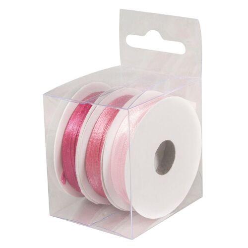 Rubans En Satin Rose 3mm 3 Rouleaux De 6m