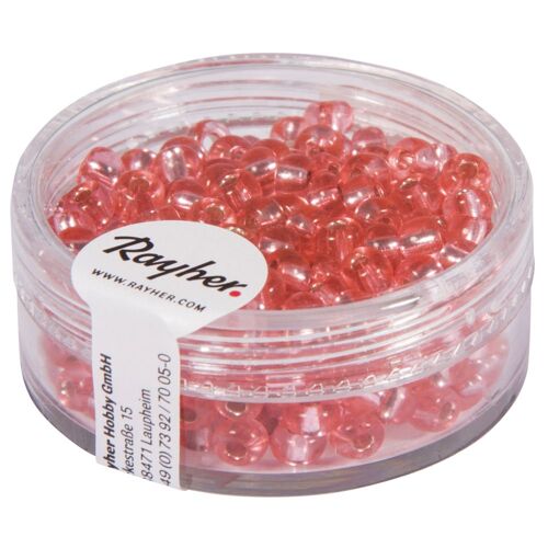 Rocailles Avec Garniture D'argent, 4 Mm, Rose, Pas Lavable, Boîte 17 G