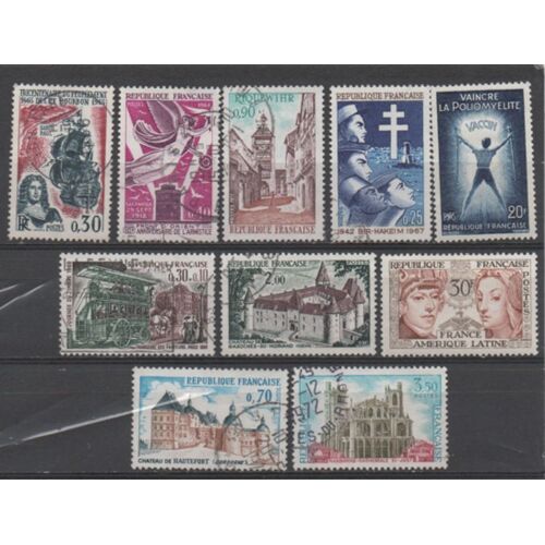 France De 1956 À 1972: Lot De 10 Timbres N° 1060,1224,1461,1532,1571,1589,1596,1685,1713,1726