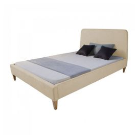 Lit Capitonn 140x200 Cm Avec Sommier Lattes Beige