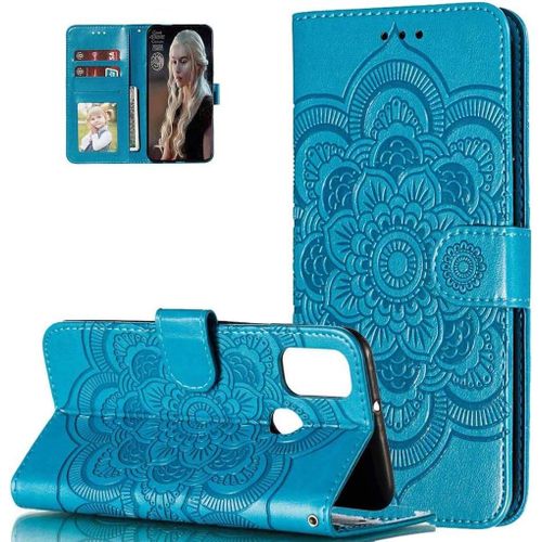 Coque Galaxy A03 166"",Portefeuille Etui Housse Pour Samsung Galaxy A03 Coque Gaufrage Fleur De Mandala Pu Cuir Flip Wallet Couverture Pour Galaxy A03,Ld Mandala Blue