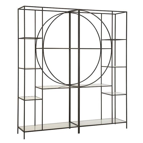 Etagère design 180,5x40x200 cm en métal noir et verre