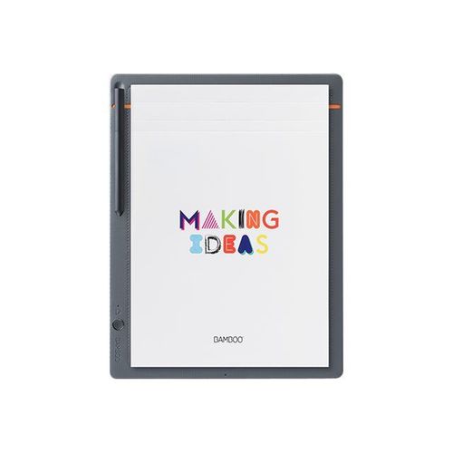 Wacom Bamboo Slate Large - Numériseur - droitiers et gauchers - 21 x 29.7 cm - électromagnétique - sans fil - Bluetooth - gris moyen avec des touches d'orange