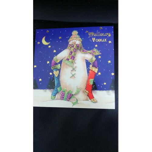 Carte Postale Meilleurs Voeux Bonhomme  De Neige 10x10cm
