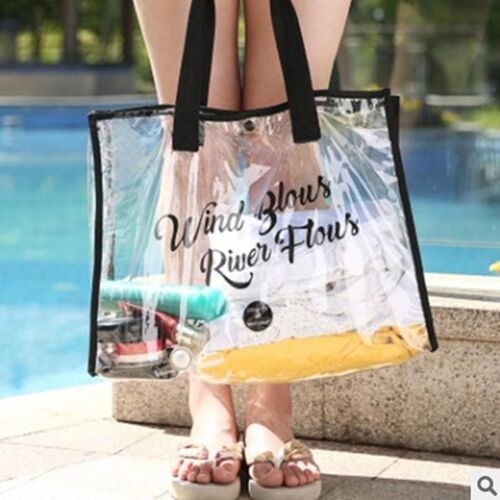 Wind Blows River Sac fourre-tout en plastique transparent Femmes Sac à main PVC transparent Zip