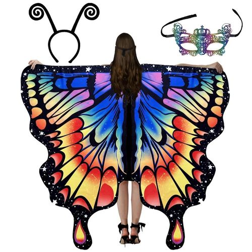 Costume De Papillon Pour Femmes, Ailes De Papillon Étoilées, Costumes D'halloween Pour Adultes, Cosplay Féerique, Nymphe