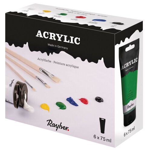 Kit Acrylique 6 X 75 Ml, Peint. Acrylique D'artiste,Carton 450ml