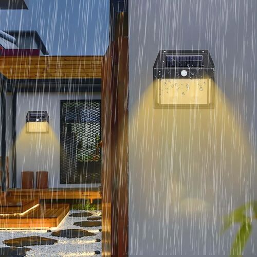 Éclairage Extérieur Noyau Solaire Lumière Chaude Applique Murale Sans Fil Crépuscule À Capteur De Mouvement Led Applique Lumineuse Ip65 Étanche À L'eau Gao1481