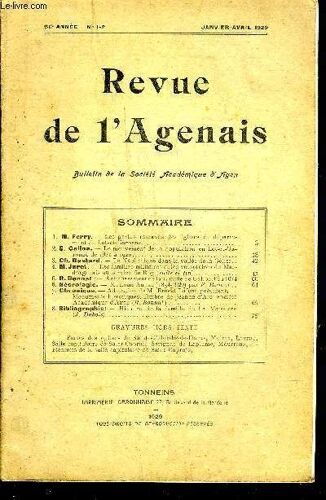 Revue De L'agenais - 56eme Annee - N° 1 Et 2 - Les Portes Romanes Des Églises Du Département De Lot Et Garonne Par Ferry - Le Mouvement De La Population En Lot Et Garonne De 1821 À 1920 Par ...