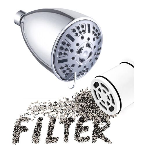 Pomme de douche, haute pression 9 réglages de pulvérisation Pomme de douche filtrée avec adoucisseur d'eau Cartouche filtrante pour eau dure et nocive