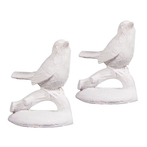 Figurine En Polyrésine Oiseau Blanc, 3,5x5cm, Av.Dots Adhésifs, Sachet 2 Pces
