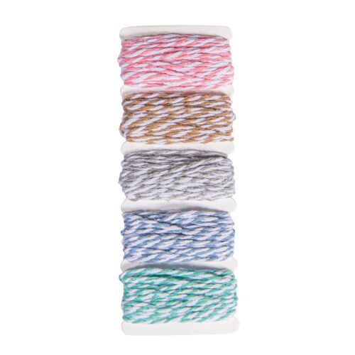 Ficelle De Boulanger Mix, Pastel, 5 Couleurs Chaque 4m, 20m