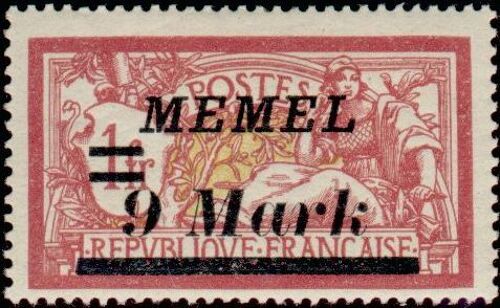 Lituanie, Enclave De Memel 1922, Beau Timbre Yvert 74, Type Merson 1f. Lie De Vin Et Olive, Surchargé "Memel 9 Mark", Neuf* - Sans Gomme.