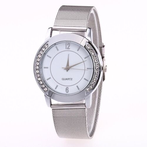 Mode Femmes Cristal Doré Acier Inoxydable Analogique Quartz Montre-Bracelet