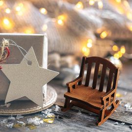 Dollhouse Christmas Mini European Wooden Vintage Rocking Chair Small Cloth Doll Miniature Furniture Chair Props Pendant Model Gao251323