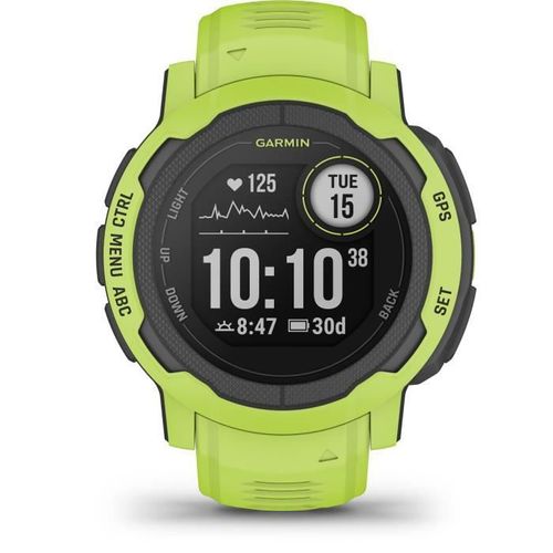 Garmin Instinct 2 - 45 mm - chaux électrique - montre de sport avec bracelet - silicone - taille du poignet : 135-230 mm - monochrome - 32 Mo - Bluetooth, ANT+ - 52 g