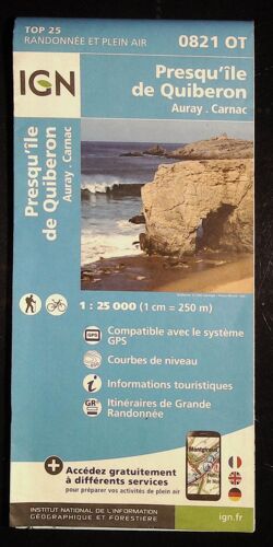Carte Ign Presqu'île De Quiberon Auray Carnac Ref : 0821 Ot 1:25000eme