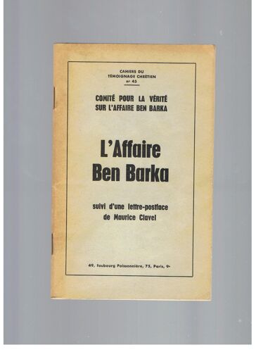 Cahiers Du Temoignage Chretien 45  L'affaire Ben Barka