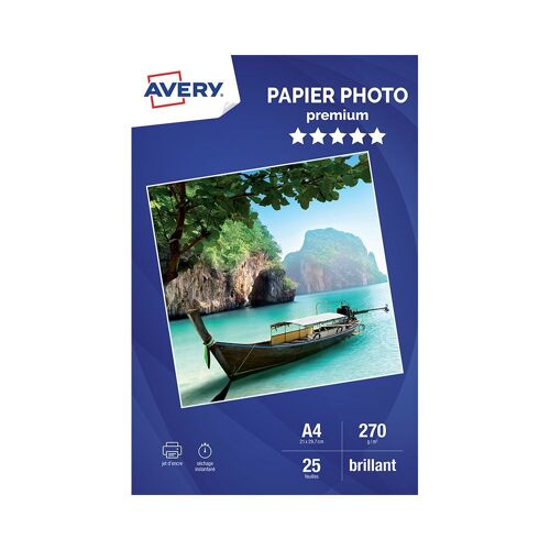 Avery Premium - Papier - brillant - blanc - A4 (210 x 297 mm) - 270 g/m² - 25 feuille(s) papier photo