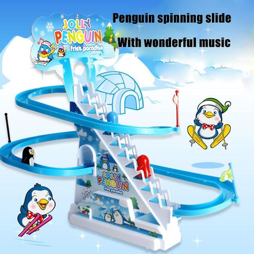 Mardi Gras Cadeaux Pingouin Piste Coulissante Puzzle Électrique Course Train Piste Jouet Avec Musique 243536