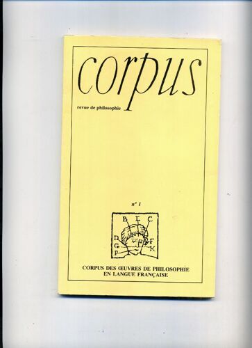 Corpus. Revue De Philosophie. N° 1, 1985.
