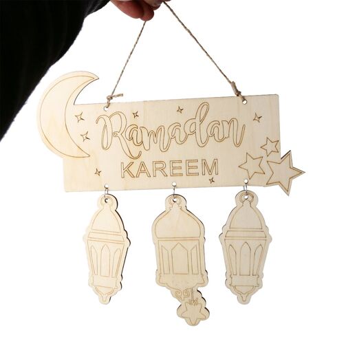 Pendentifs en Bois pour ixMusulmane, Motifs Islamiques Durables, Ornement de Face, Décor de l'Aïd, Fournitures de Festival, 3 Ensembles