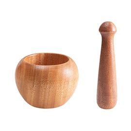 Ensemble De Mortier Et De Pilons En Bois, Broyeur Manuel Multifonction Pour Ail, Gingembre, Épices, Cuisine Domestique