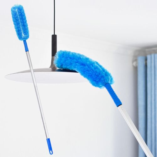 Plumeaux pour le nettoyage, plumeau en microfibre avec poteau d'extension, dépoussiéreur de ventilateur de plafond à tête courbée lavable, avec poteau d'extension 47 pouces pour le nettoyage pour le n