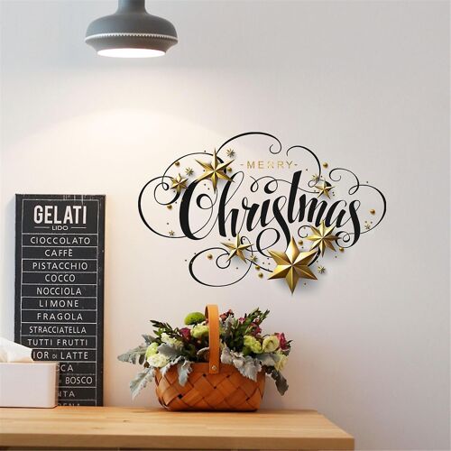 Or Joyeux Noël Maison Maison Chambre Autocollant Mural Décor Décor Amovible
