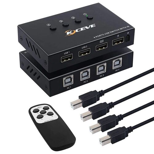 Sélecteur de commutateur USB 4 ports commutateur KM 4 ordinateurs partageant 4 périphériques USB, boîte de commutateur périphérique USB pour clavier