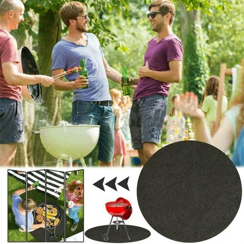 Tapis Rond Sous Grill Grand Diamètre Pour Utilisation En Extérieur Tapis De Barbecue Ignifuge 91x91 Cm GAO3299