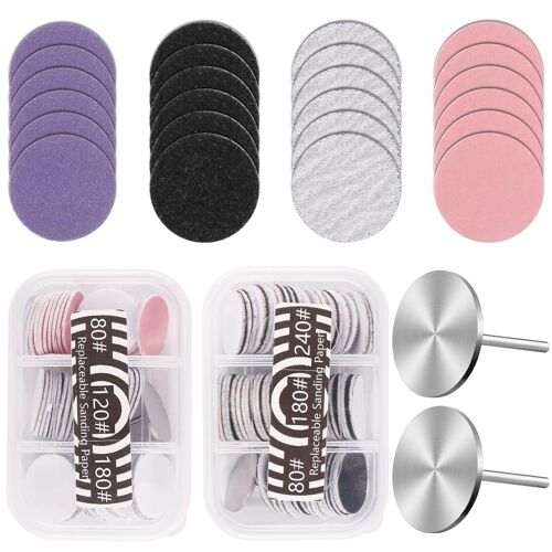 Lot De 120 Disques Abrasifs Pédicure, 25 Mm Forets À Ongles En Métal Limes À Pieds Disques Papier Abrasif Rechange (Grain 80, 120, 180, 240), Rrâpe Pied Pour Callosités Manucure Et Pédicure 