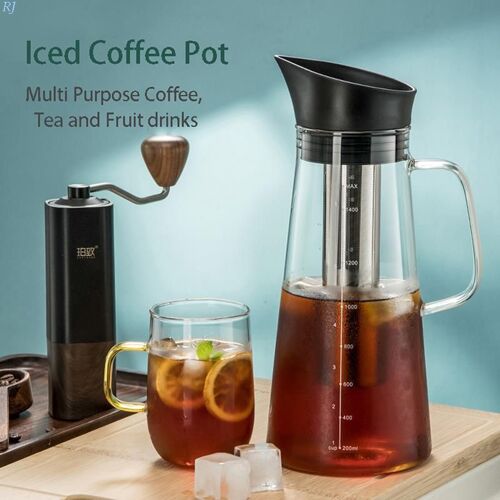 Cafetière Pour Brassage À Froid 1200ml, Grande Capacité, Pichet À Eau En Verre, Jus De Lait, Cafetière Avec Filtre, Tour De Brassage À Froid Pour Approvisionnement Domestique