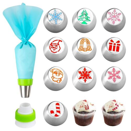 Kit De Douilles De Glaçage Pour Cupcakes De Noël, 12 Pièces, Kit De Douilles De Glaçage, Fournitures De Cuisson Pour Cupcakes Biscuits