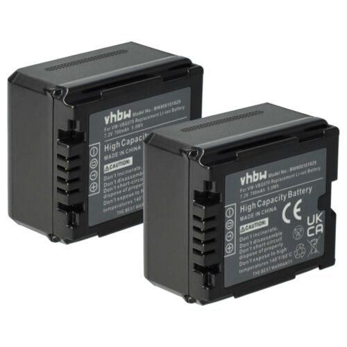 vhbw 2x Batterie remplacement pour Panasonic VW-VBG070, VW-VBG130 pour caméra vidéo caméscope (700mAh, 7,2V, Li-ion) avec puce d'information