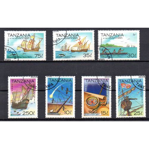 Tanzanie- Série Complète De 7 Timbres Oblitérés- 500ème Anniversaire De La Découverte De L' Amérique