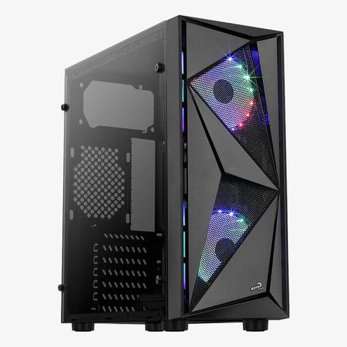 Boitier PC Moyen Tour ATX AeroCool Glider Tempered Glass RGB avec panneau vitré - Noir
