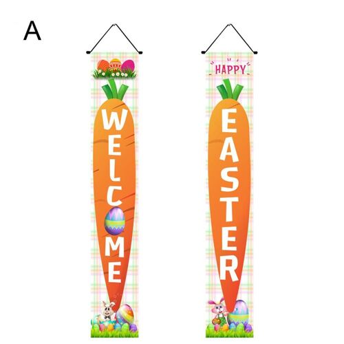 Porte de pâques suspendue, lapin, ¿uf, carotte, décoration pour la maison, en plein air, drapeau décoratif joyeux pâques I9z8